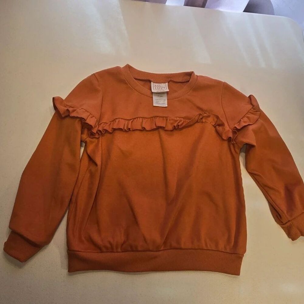 Girls orange sweat shirt ruffles size 6